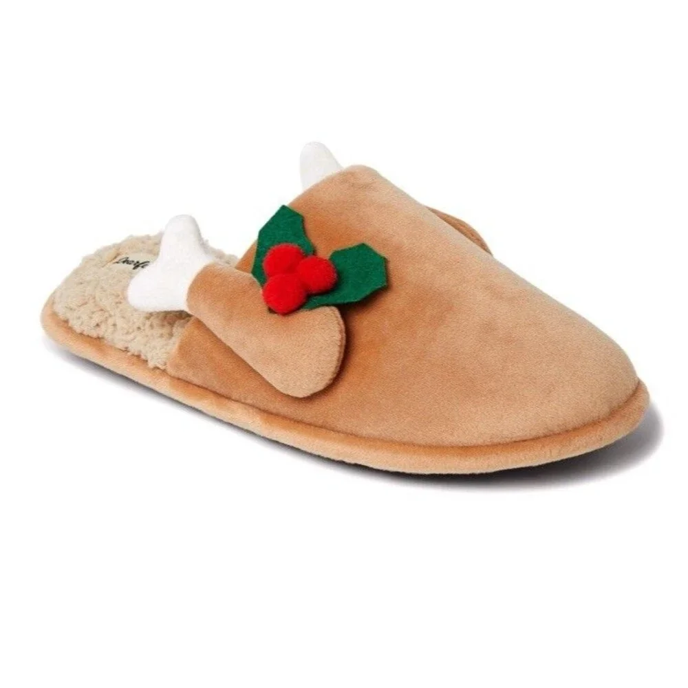 Dearfoams Men's Size M 9-10 Turkey Scuff Slippers Holiday Thanksgiving Winter